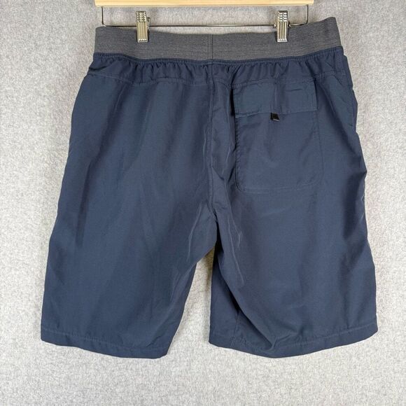 Prana Mens Size Medium Pull On Shorts Navy Blue Elastic Waistband Back Pocket - Picture 8 of 10
